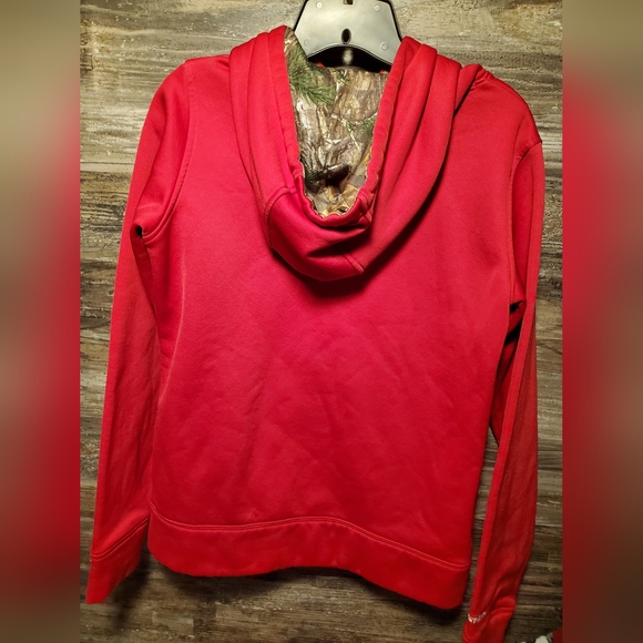 UNDER ARMOUR Pink Camouflage Hooded Activewear Hunting Sweater Women’s Small - Picture 2 of 4